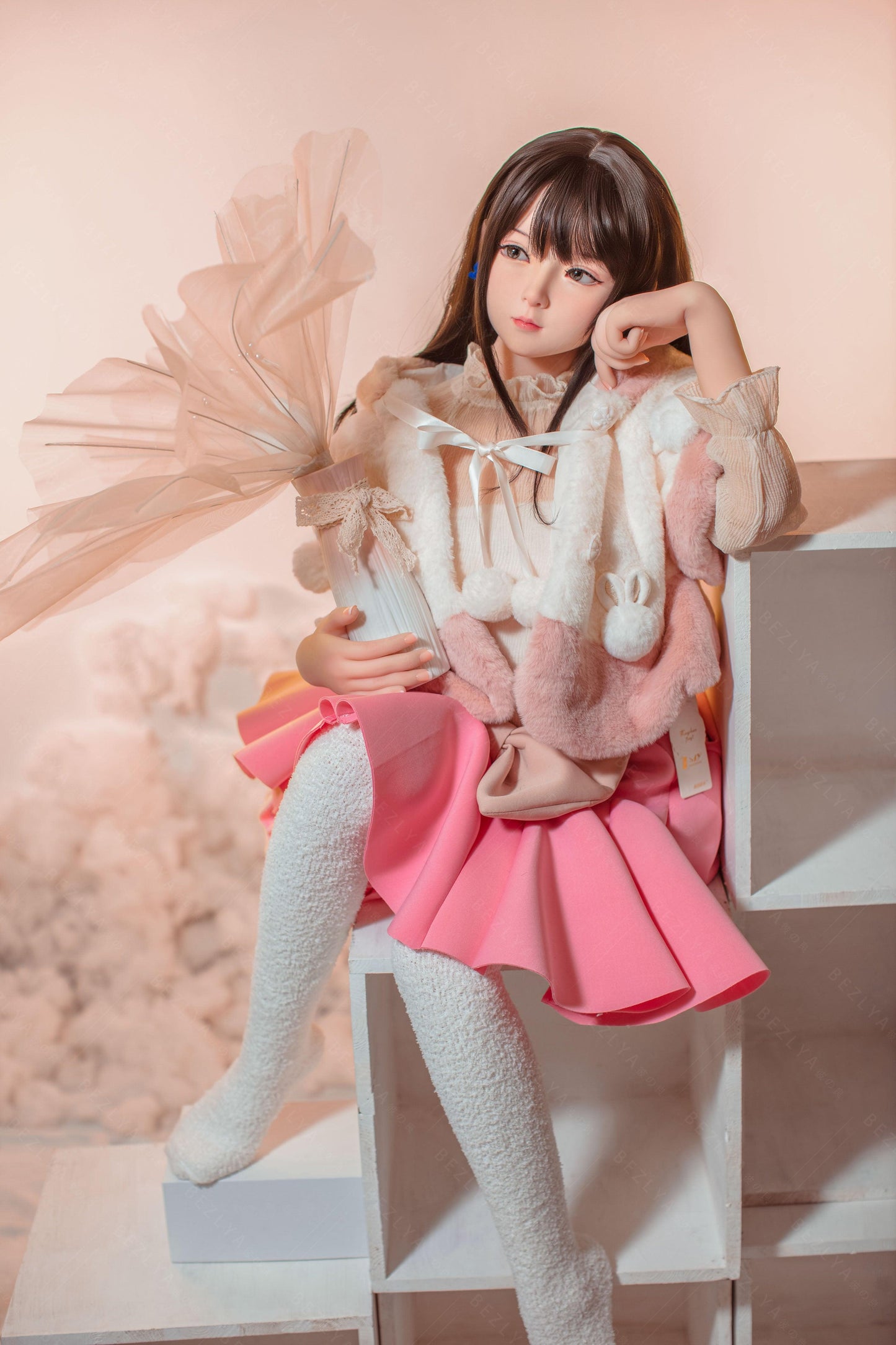 Bezlya - Jasmine - 138cm/4ft6.25 - 2.0 AA-cup - Silicone Head + TPE Body Sex Doll - 76dollshop