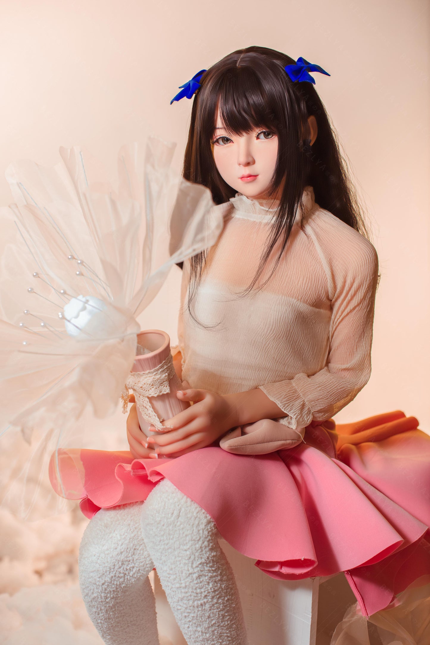 Bezlya - Jasmine - 138cm/4ft6.25 - 2.0 AA-cup - Silicone Head + TPE Body Sex Doll - 76dollshop