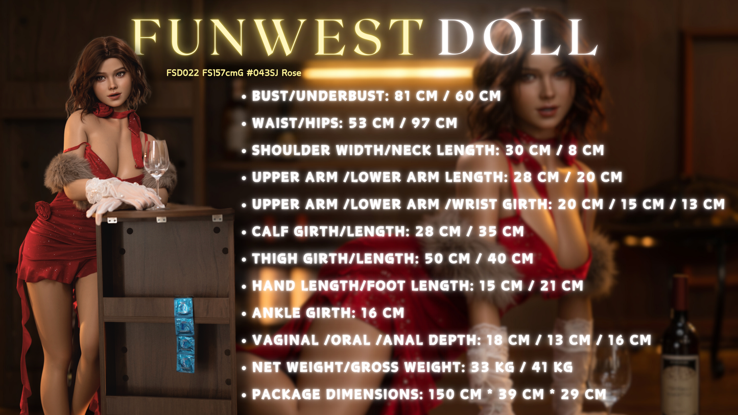 FunWest Doll - Rose - 157cm/5ft2 G-cup - Silicone Sex Doll
