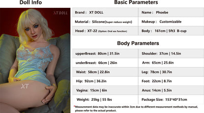 XT Doll - Phoebe - 161cm/5ft3 B-cup - Silicone Sex Doll - 76dollshop